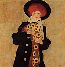 Egon Schiele Canvas Paintings - Woman with Black Hat